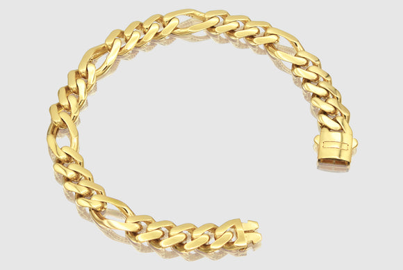 Hollow Figaro Monaco Style Bracelet - 14k Yellow Gold | Uverly