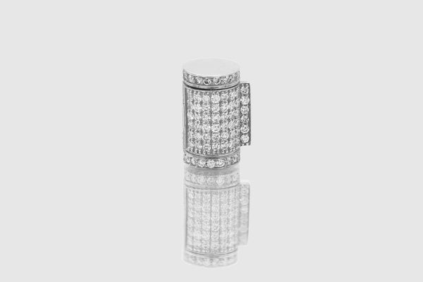 7mm Diamond Round Barrel White Gold Lock | Uverly