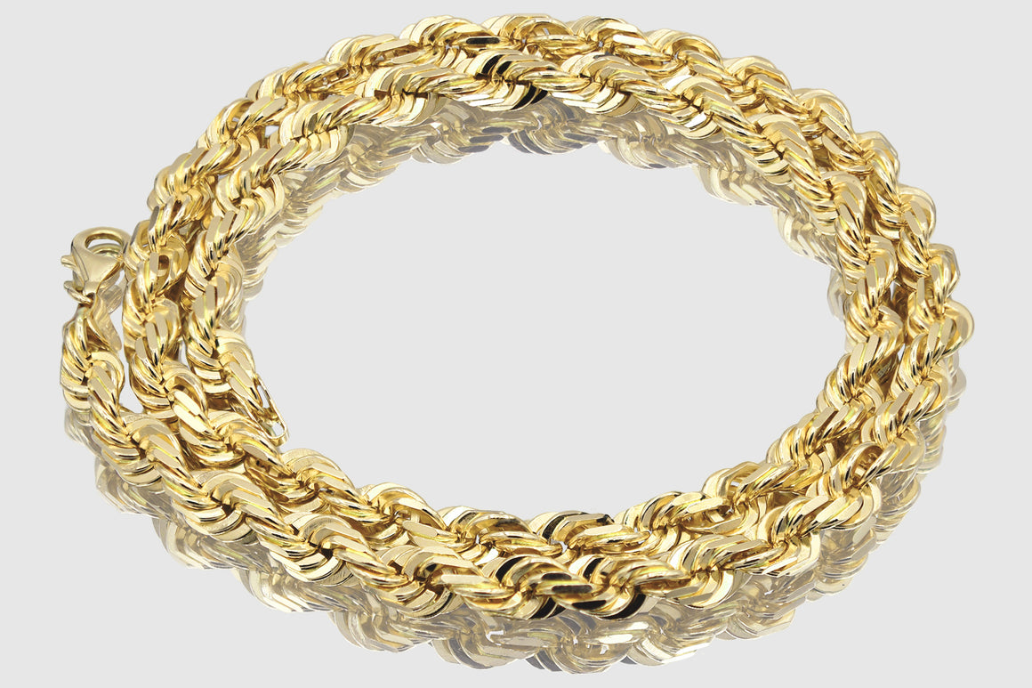 6mm - 22mm Rope Chain - 10k Solid Yellow Gold | Uverly