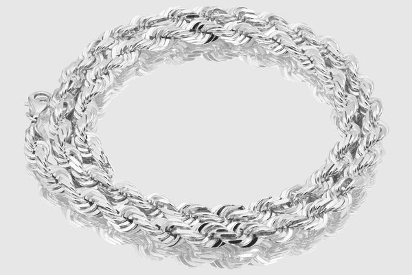 6mm - 16mm Rope Chain - 18k Solid White Gold | Uverly