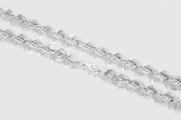 6mm - 16mm Rope Chain - 18k Solid White Gold | Uverly