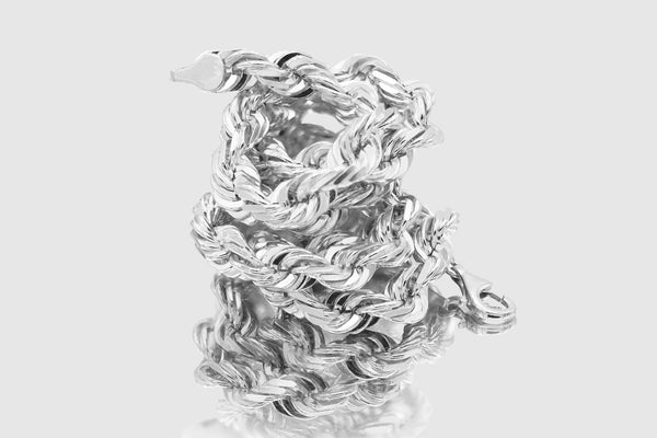 6mm - 16mm Rope Chain - 18k Solid White Gold | Uverly