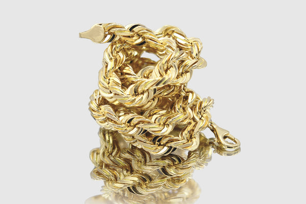 6mm - 22mm Rope Chain - 18k Solid Yellow Gold | Uverly