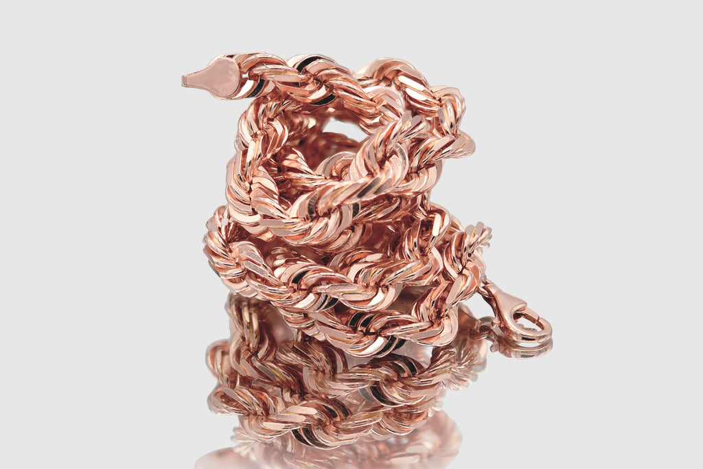 Rope Chain 14k Solid Rose Gold Uverly - Main Image