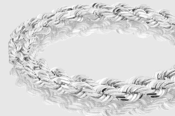 6mm - 16mm Rope Chain - 18k Solid White Gold | Uverly