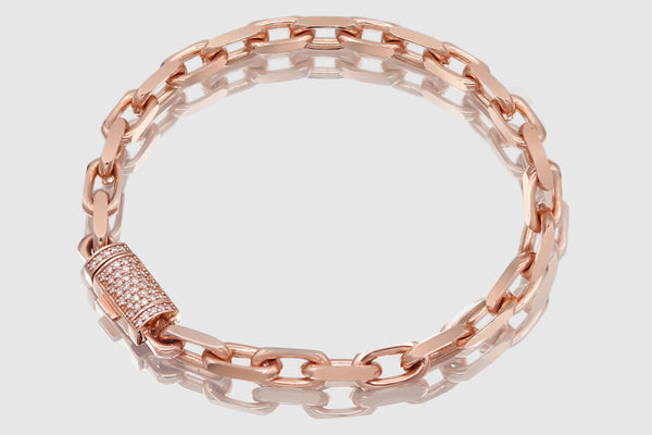 5mm Solid Heavy Cable Link Bracelet - Diamond Lock