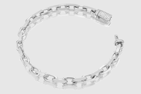 5mm Solid Heavy Cable Link Bracelet - Diamond Lock