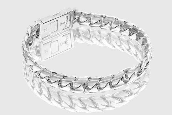 12mm Solid Miami Cuban Diamond Lock Bracelet 10k / 14k / 18k / 22k White Gold | Uverly