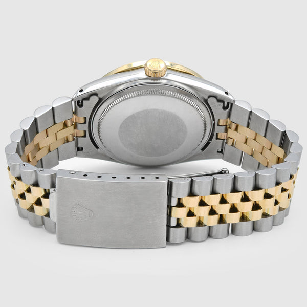 Diamond Rolex DateJust 36mm Two-Tone Red Dial Watch