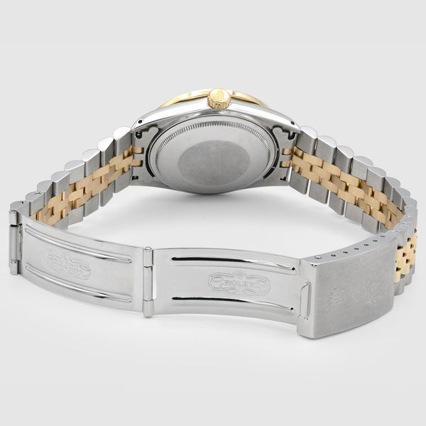 Diamond Rolex DateJust 36mm Two-Tone Red Dial Watch