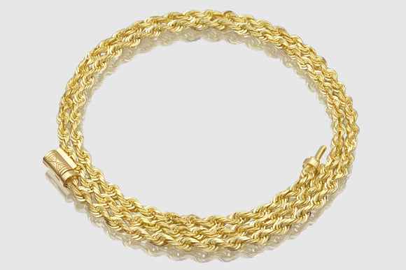 3.8mm Rope Chain - Barrel Lock - 10k/14k Yellow Gold | Uverly