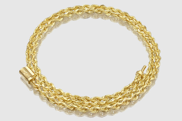3.8mm Rope Chain - Barrel Lock - 10k/14k Yellow Gold | Uverly