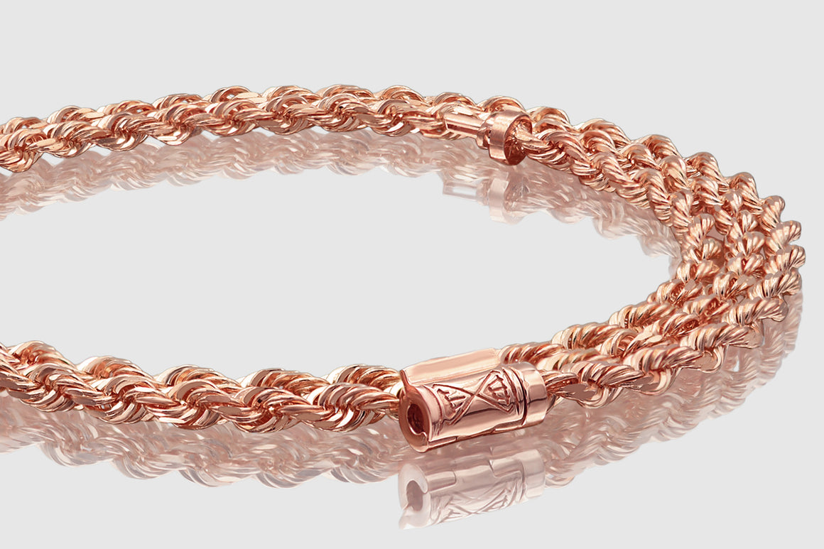 3.8mm Rope Chain - Barrel Lock - 10k/14k Yellow Gold | Uverly