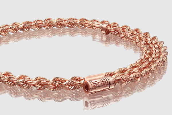 3.8mm Rope Chain - Barrel Lock - 10k/14k Rose Gold | Uverly