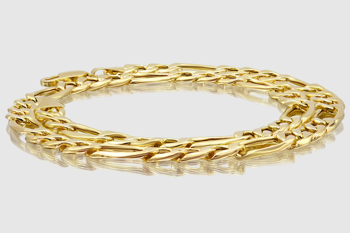 Figaro Hollow Chain - 14k Yellow Gold | Uverly