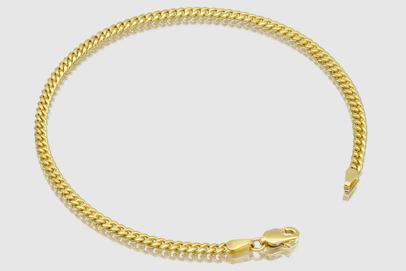 3mm Hollow Miami Cuban Link Bracelet - 10k/14k Yellow Gold | Uverly