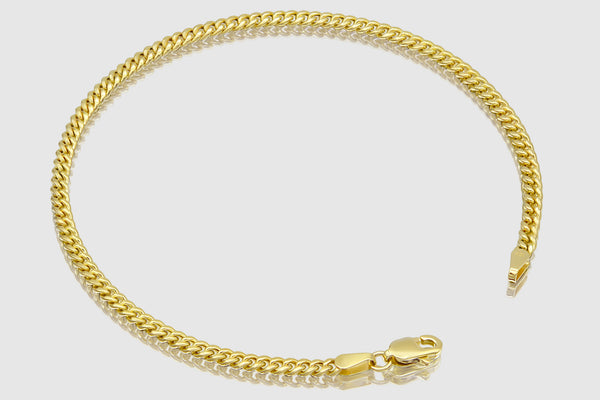 3mm Hollow Miami Cuban Link Bracelet - 10k/14k Yellow Gold | Uverly