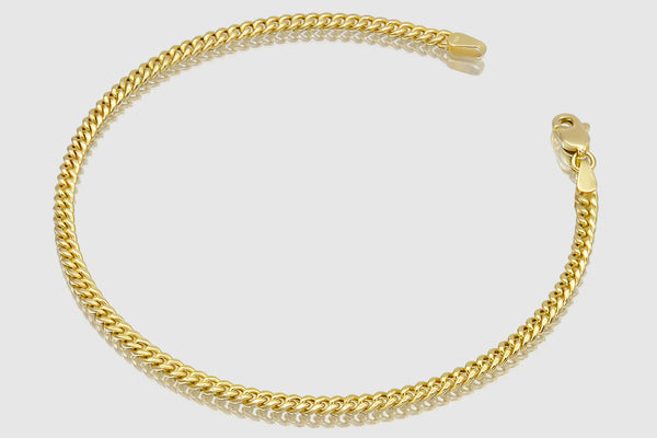 3mm Hollow Miami Cuban Link Bracelet - 10k/14k Yellow Gold | Uverly