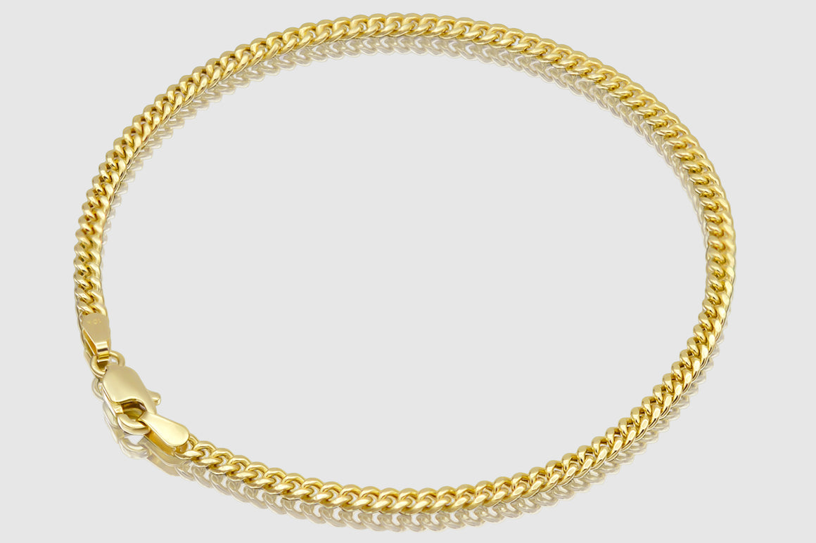 3mm Hollow Miami Cuban Link Bracelet - 10k/14k Yellow Gold | Uverly
