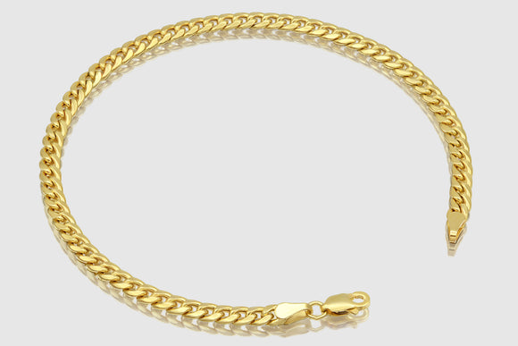 3.75mm Hollow Miami Cuban Link Bracelet - Yellow Gold | Uverly