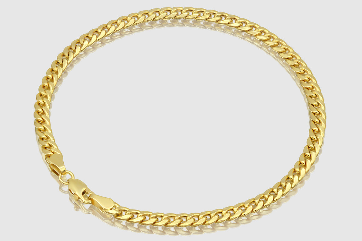 3.75mm Hollow Miami Cuban Link Bracelet - Yellow Gold | Uverly