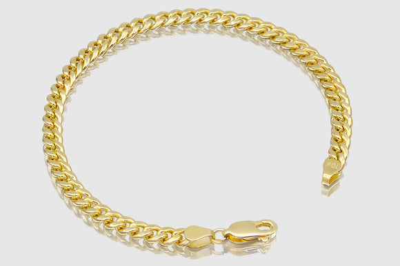 4.5mm Hollow Miami Cuban Link Bracelet - Yellow Gold | Uverly