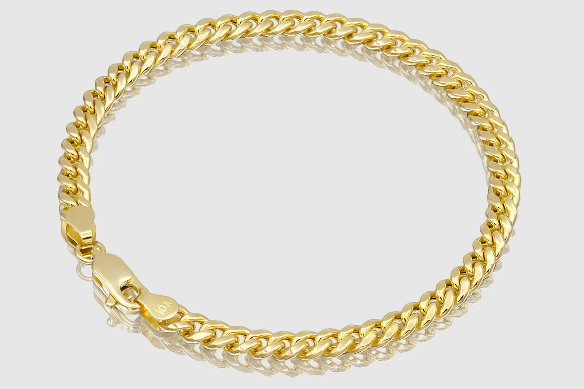 4.5mm Hollow Miami Cuban Link Bracelet - Yellow Gold | Uverly