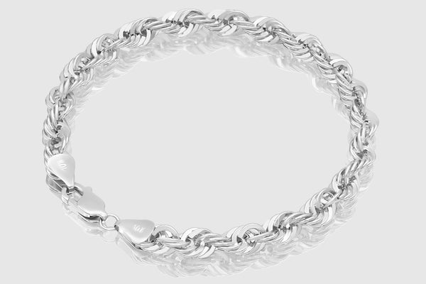 Hollow Laser Rope Bracelet - 10k White Gold | Uverly