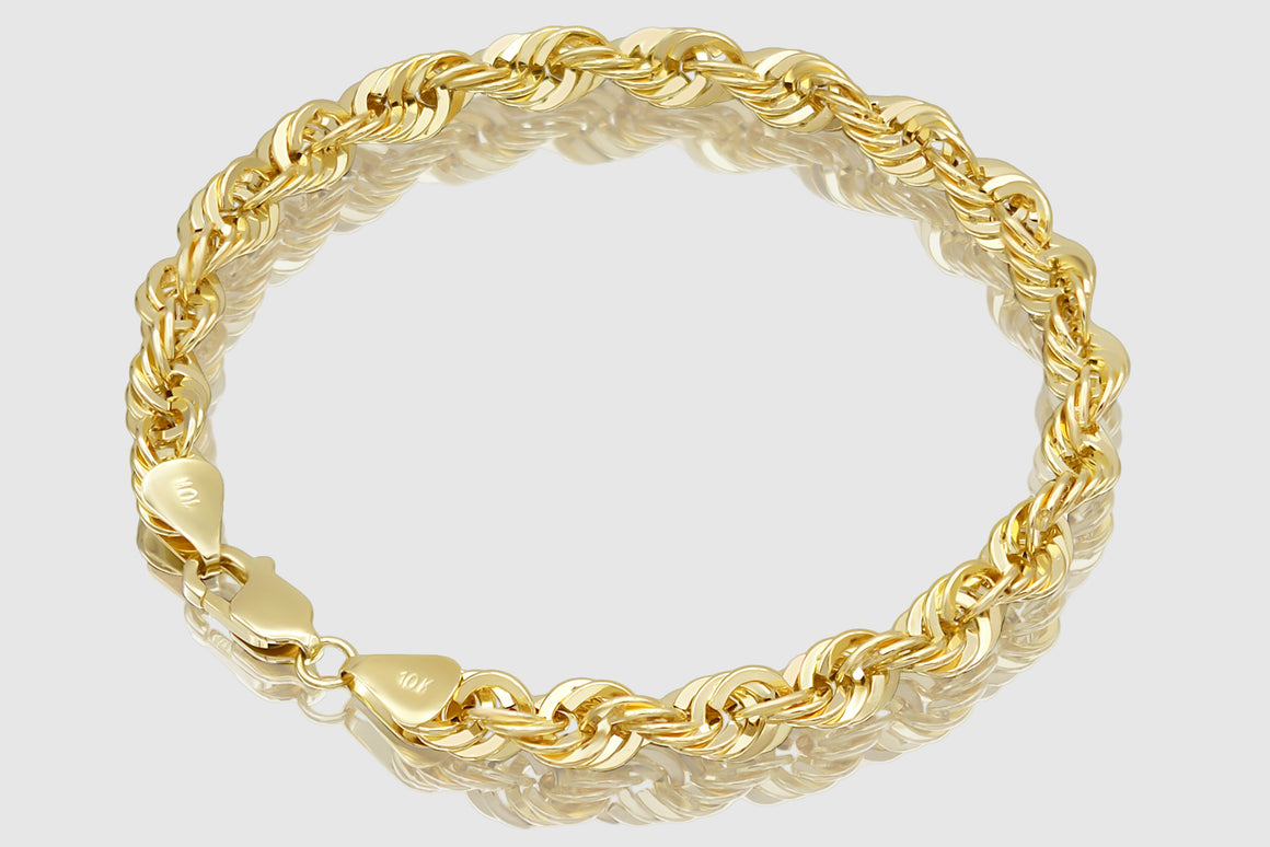 Hollow Laser Rope Bracelet - 14k Yellow Gold | Uverly