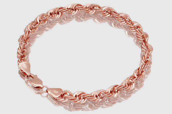 Hollow Laser Rope Bracelet - 10k Rose Gold | Uverly