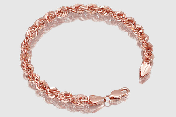 Hollow Laser Rope Bracelet - 10k Rose Gold | Uverly