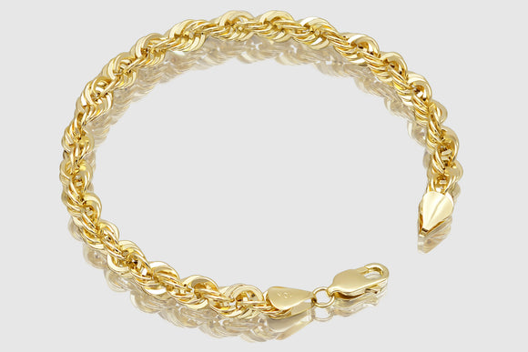 Hollow Laser Rope Bracelet - 14k Yellow Gold | Uverly