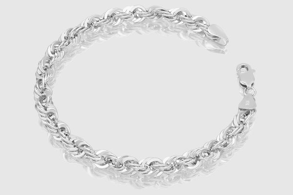 Hollow Laser Rope Bracelet - 10k White Gold | Uverly
