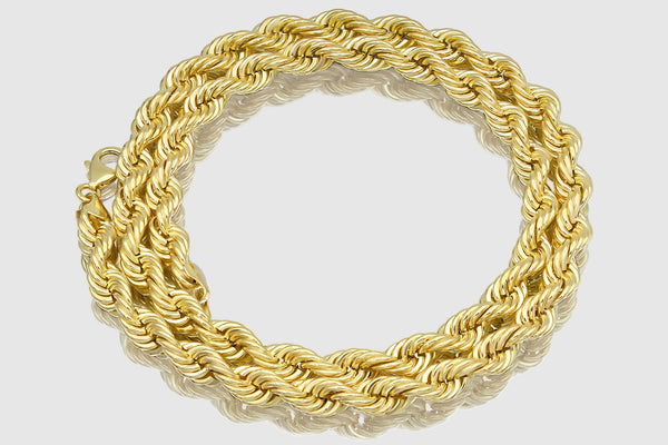 2.5mm - 15mm 10k Rope Hollow Yellow Gold Necklace | Uverly