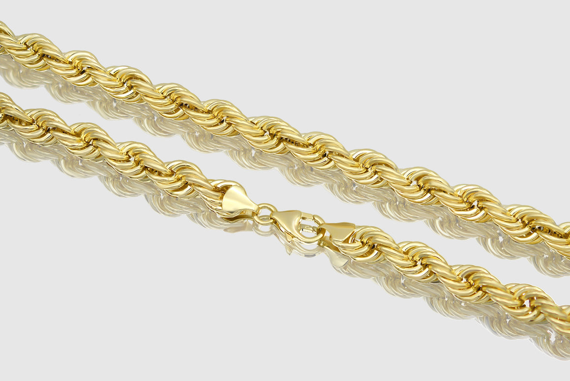 2.5mm - 15mm 10k Rope Hollow Yellow Gold Necklace | Uverly