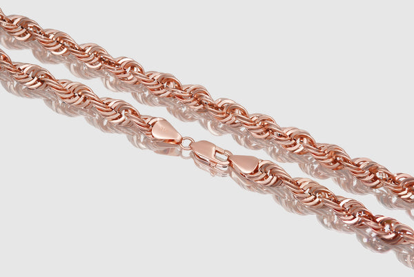 2.5mm - 7mm 10k Laser Rope Hollow Rose Gold Necklace | Uverly
