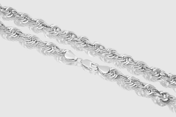 2.5mm - 7mm 10k Laser Rope Hollow White Gold Necklace | Uverly
