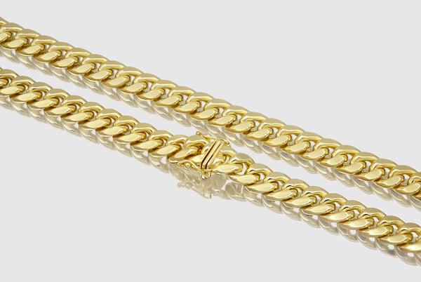 8.5mm Hollow Miami Cuban Yellow Gold Necklace | Uverly