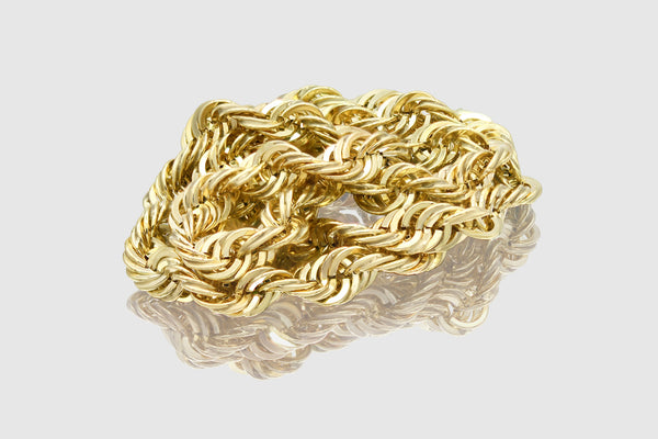 2.5mm - 10mm 10k Laser Rope Hollow Yellow Gold Necklace | Uverly