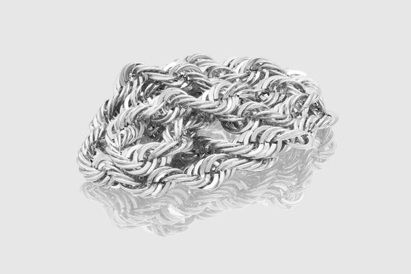 2.5mm - 7mm 10k Laser Rope Hollow White Gold Necklace | Uverly