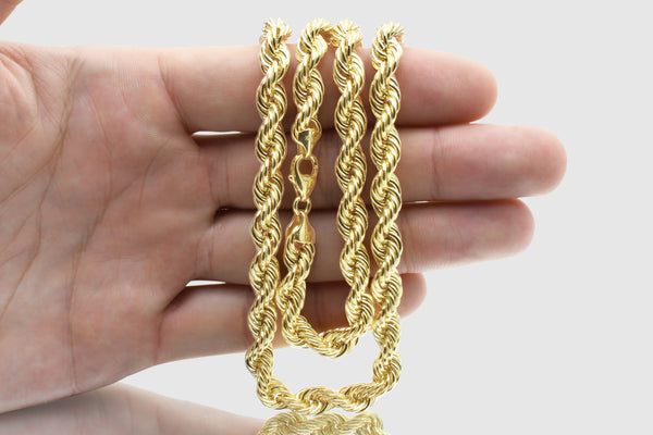 2.5mm - 15mm 10k Rope Hollow Yellow Gold Necklace | Uverly