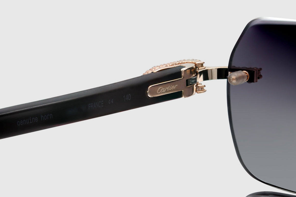 Cartier Buffalo Horn C Decor Diamond Glasses 4.2ct