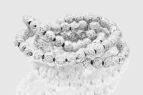 2.5mm - 10mm 10K Ball Bead Laser Moon Solid White Gold Necklace | Uverly