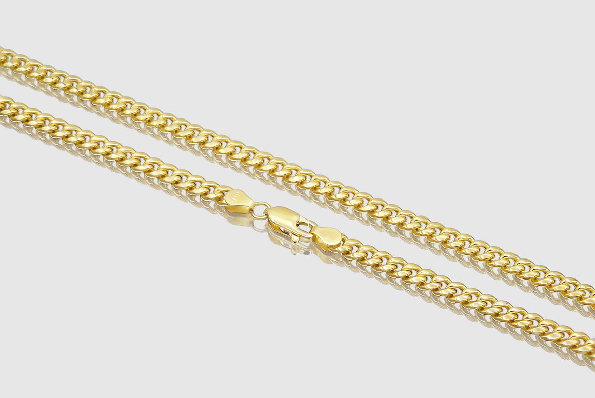 4.5mm Hollow Miami Cuban Yellow Gold Necklace | Uverly