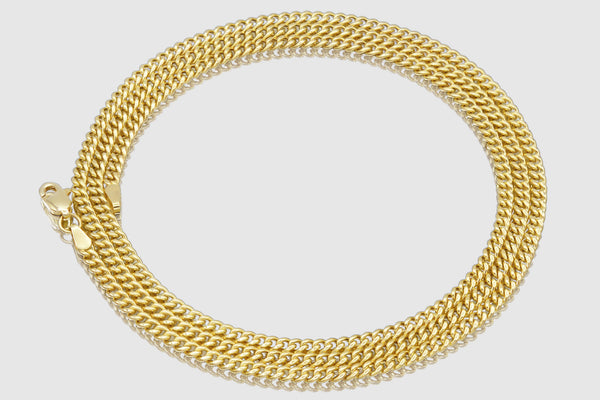 3mm Hollow Miami Cuban Yellow Gold Necklace | Uverly
