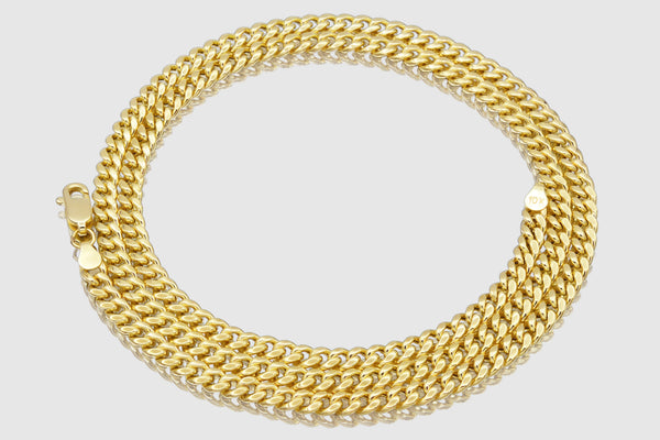 4.5mm Hollow Miami Cuban Yellow Gold Necklace | Uverly