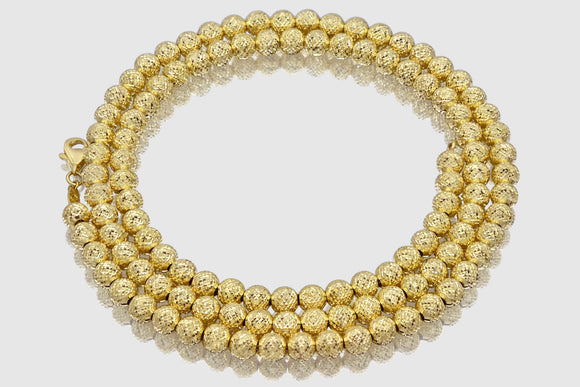 2.5mm - 10mm 10K Ball Bead Laser Moon Solid Yellow Gold Necklace | Uverly
