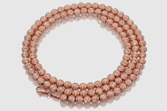 2.5mm - 10mm 10K Laser Moon Rose Pink Gold Necklace | Uverly