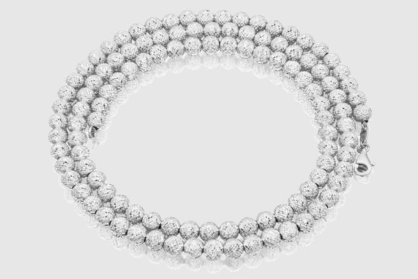2.5mm - 10mm 10K Ball Bead Laser Moon Solid White Gold Necklace | Uverly