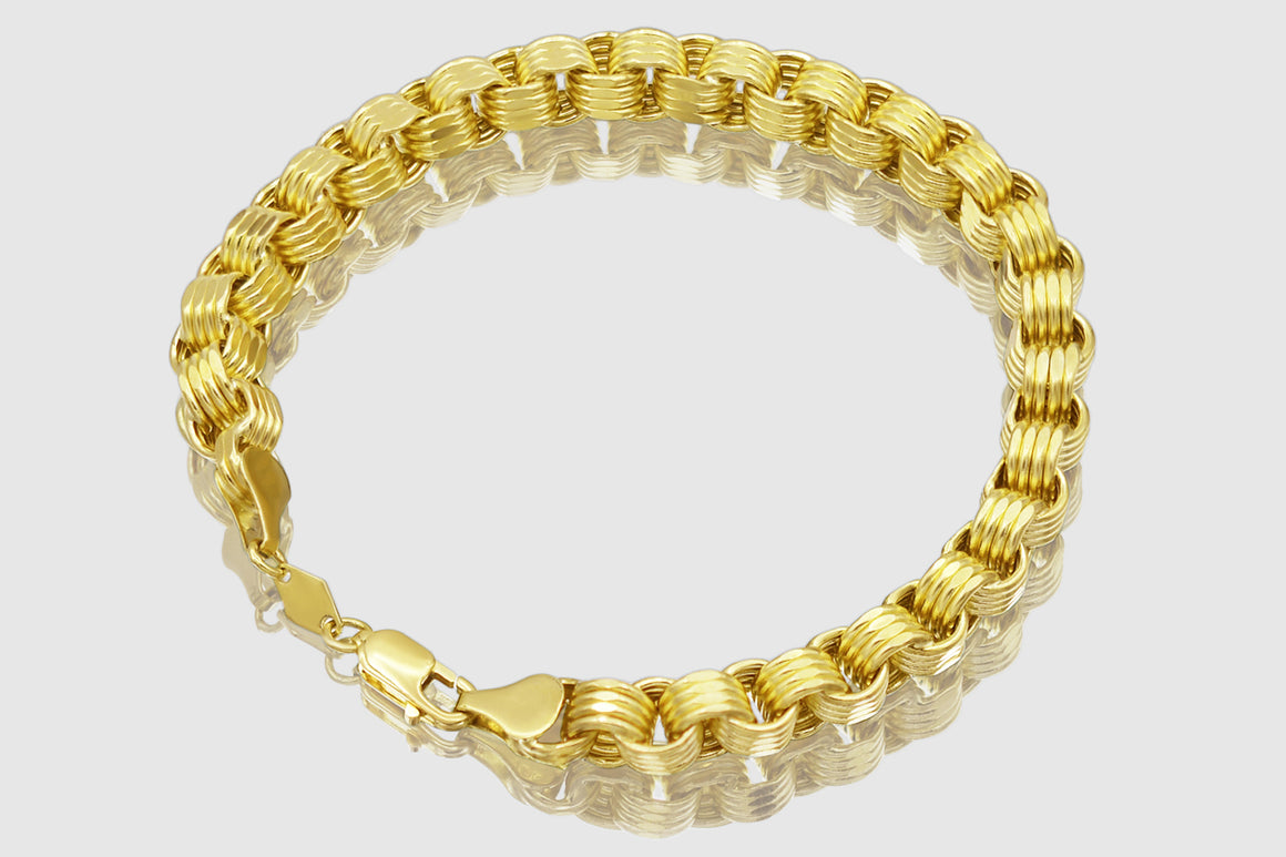 Pulsera de cuerda hueca de 4 mm a 10 mm - Oro amarillo de 10 k 
